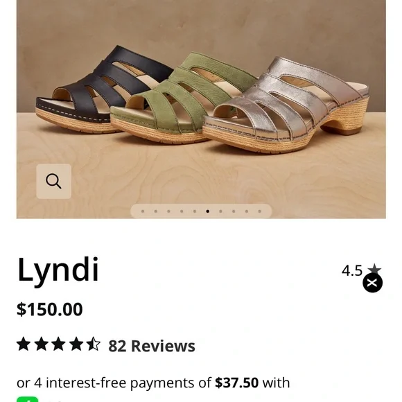 Dansko Lyndi Slide Sandal Womens EU 39 Platino Metallic Leather Wedge Platform - Picture 3 of 16